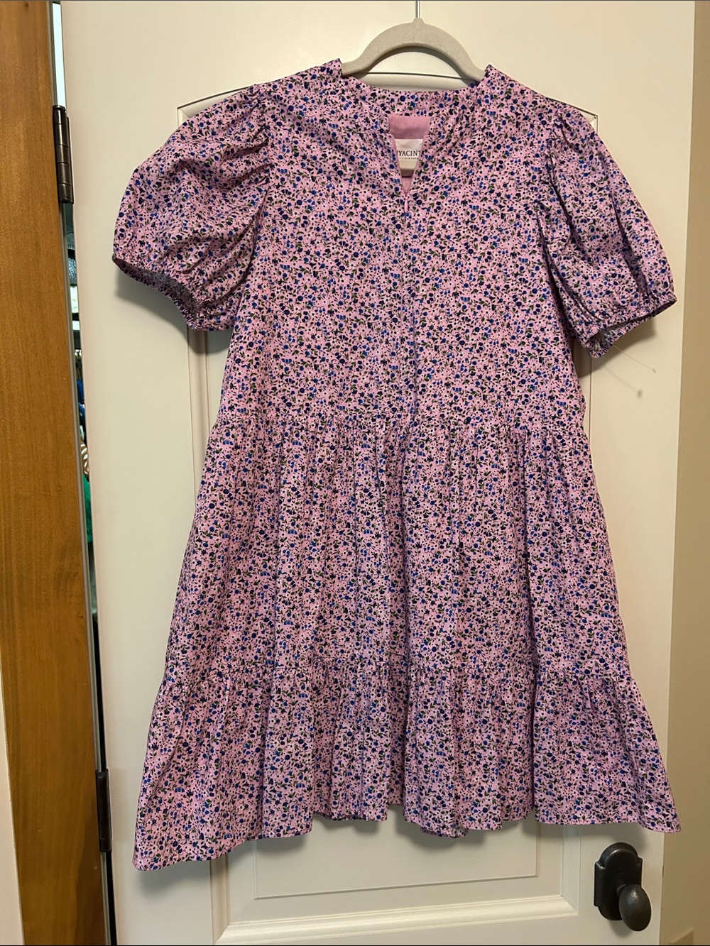 Tuckernuck Hyacinth House Lilac Floral Tiered Puff-Sleeve Mini Dress